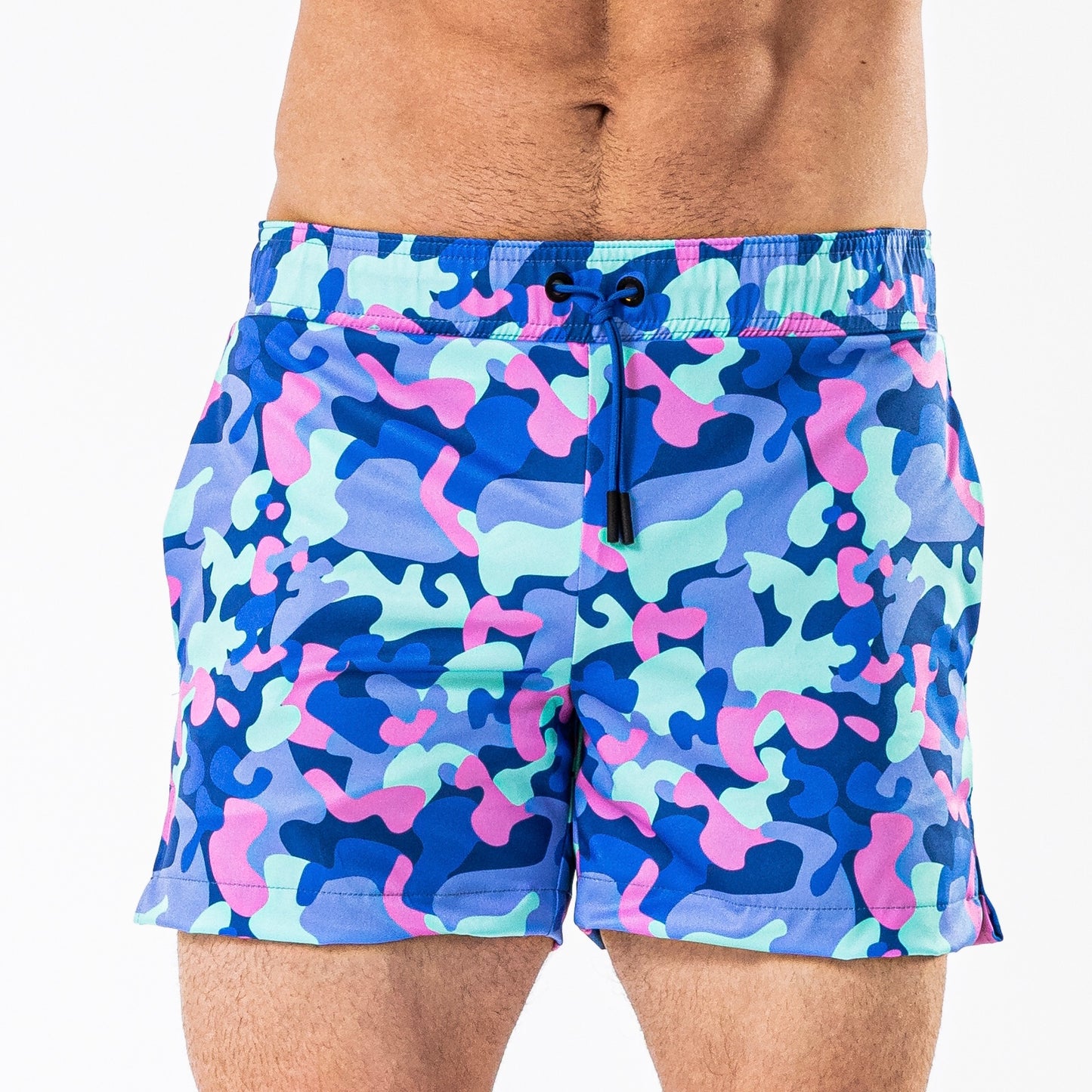 Camo Blue Print Swim Trunks