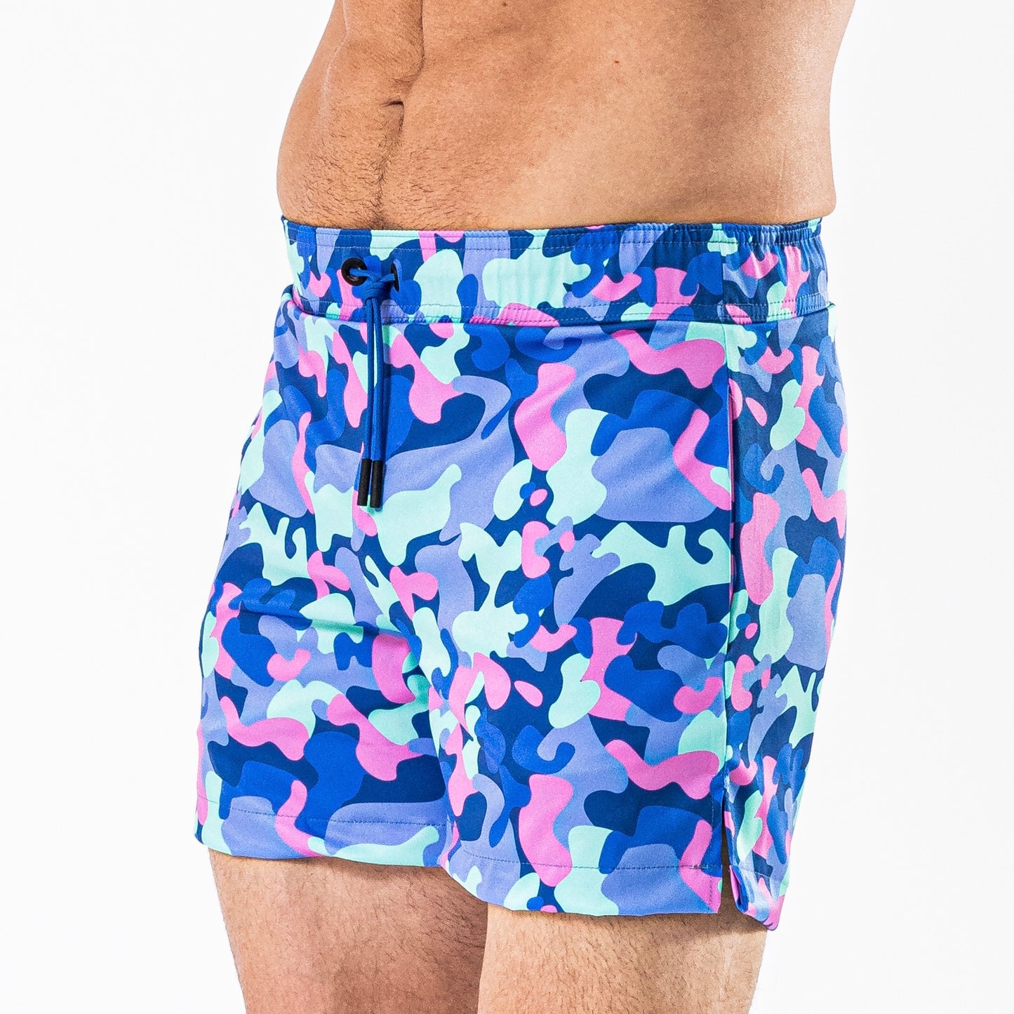 Camo Blue Print Swim Trunks