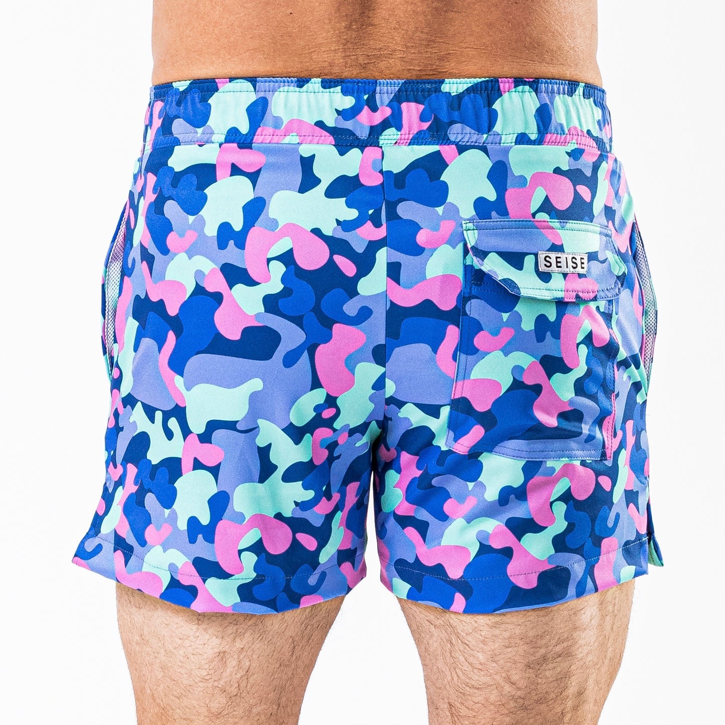 Camo Blue Print Swim Trunks