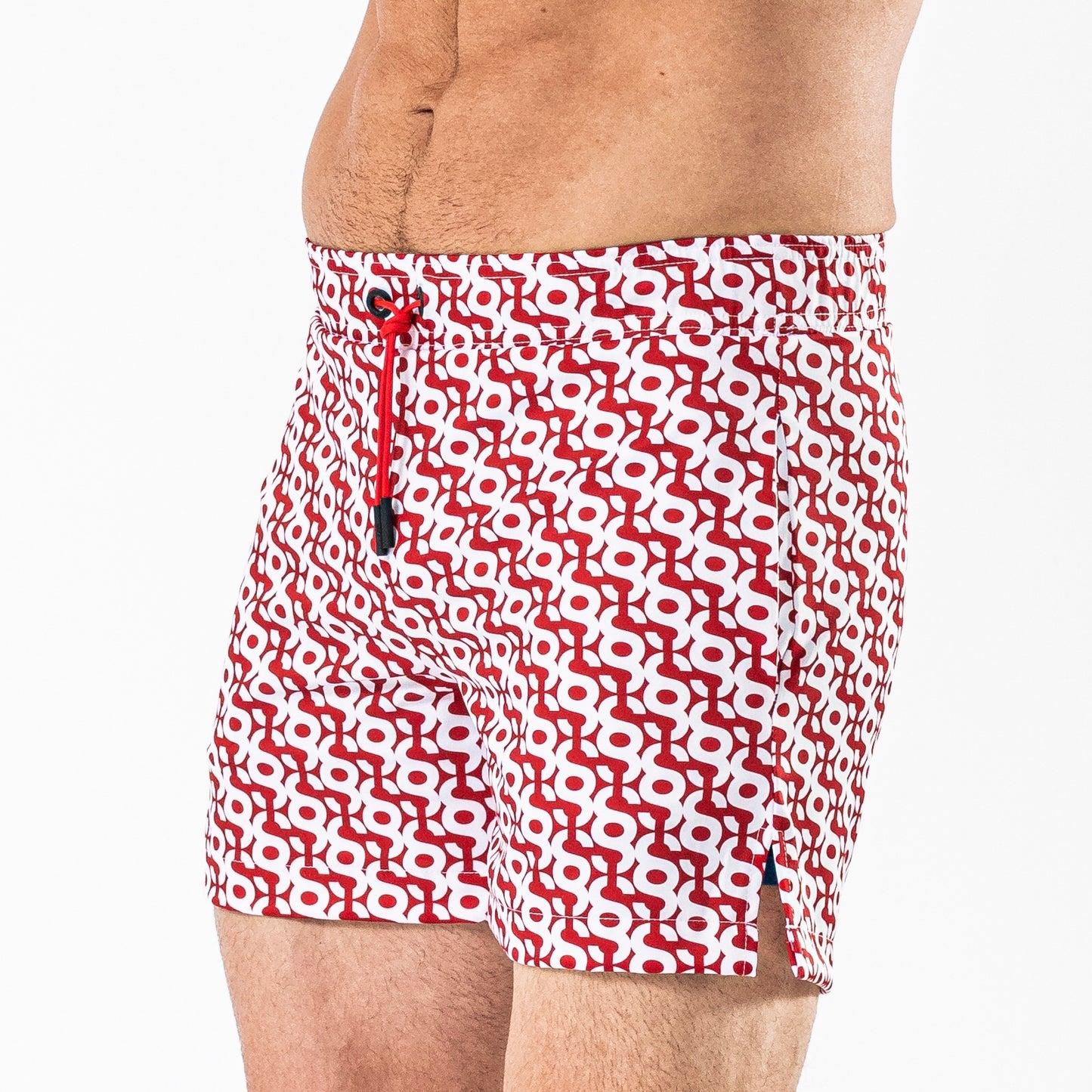 SEISE Red Monogram Print Swim Trunks