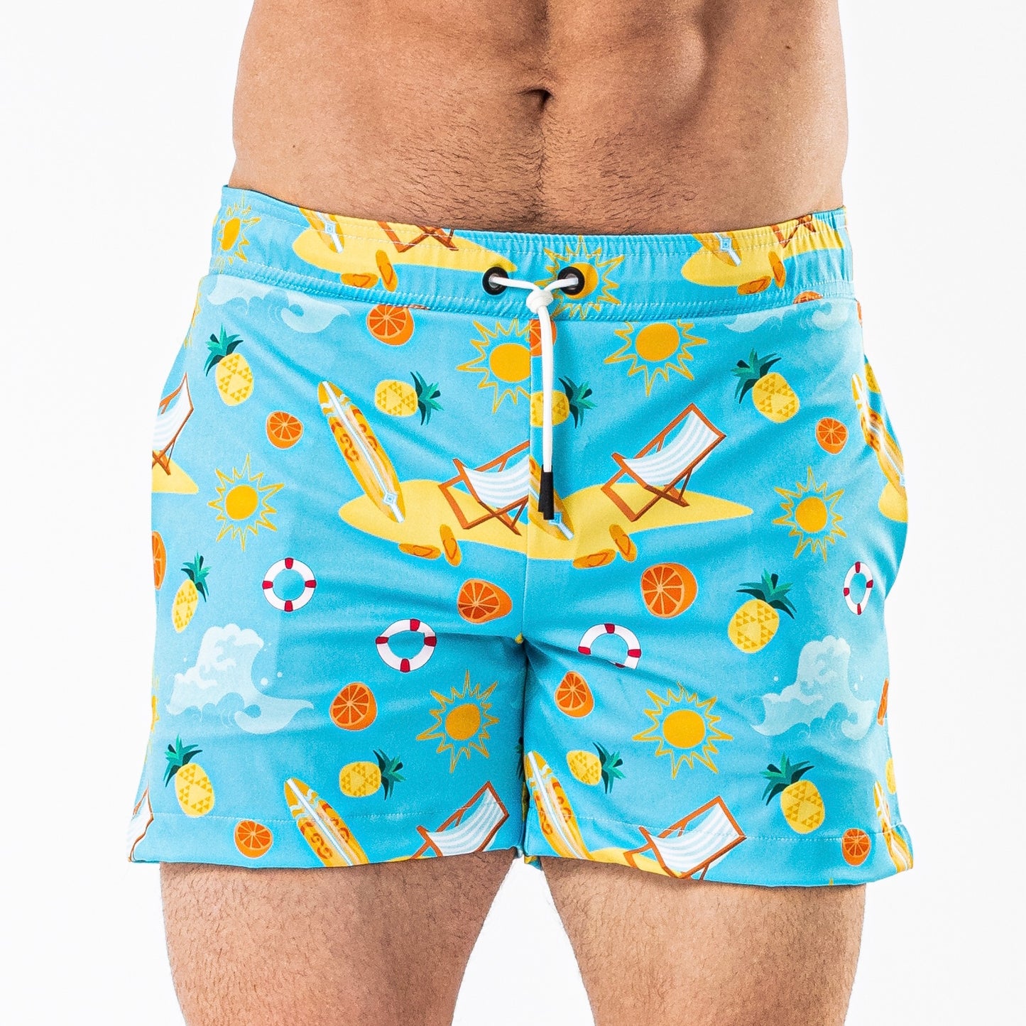Malibu Beach Print Swim Trunks