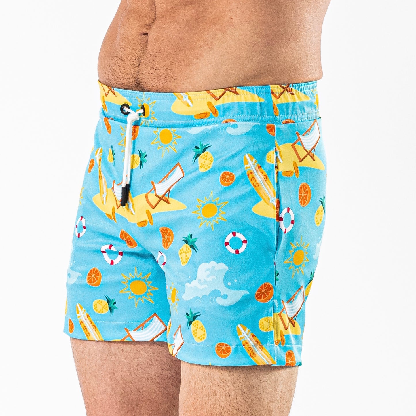 Malibu Beach Print Swim Trunks
