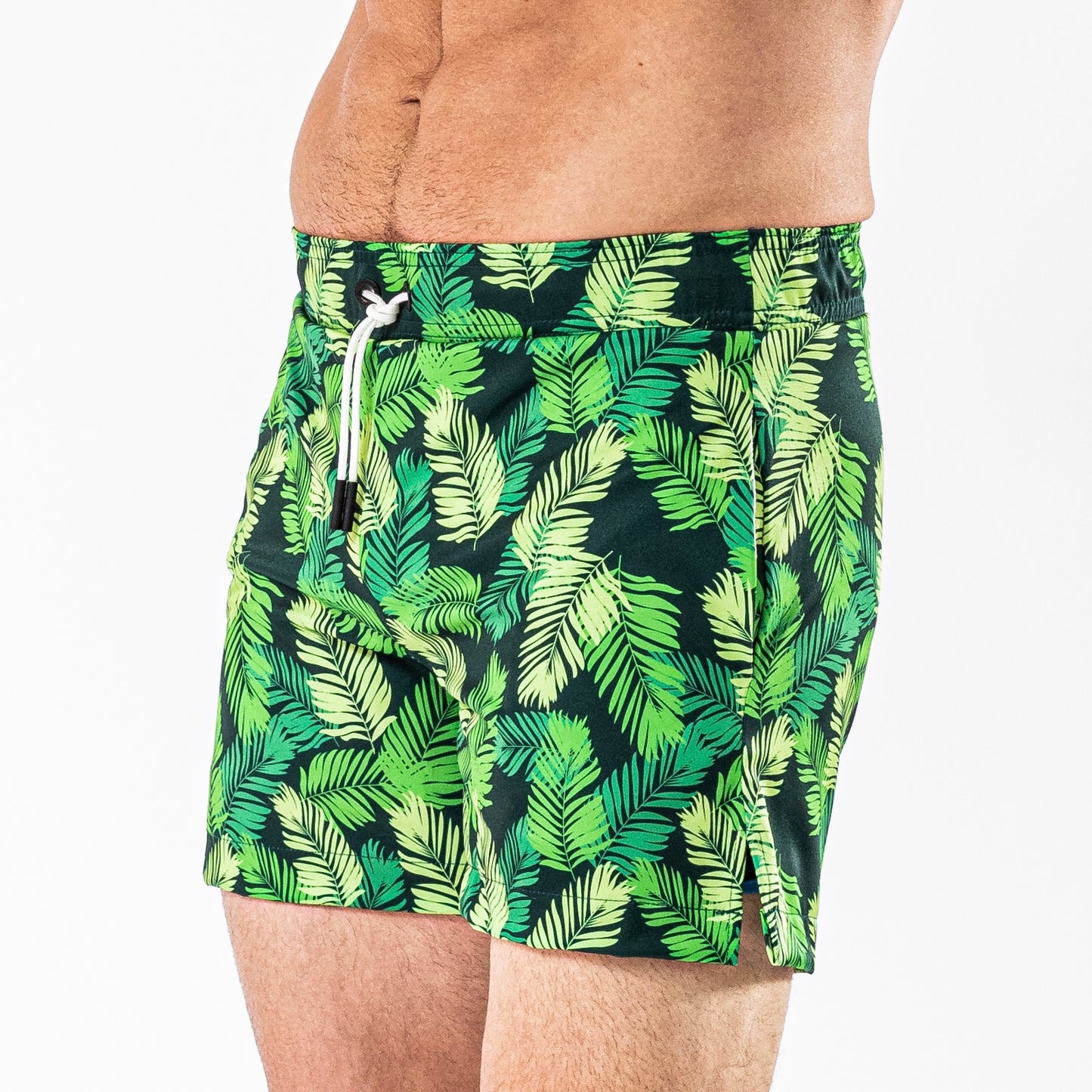 Hawaiian Coconut Leaves Print Swim Trunks
