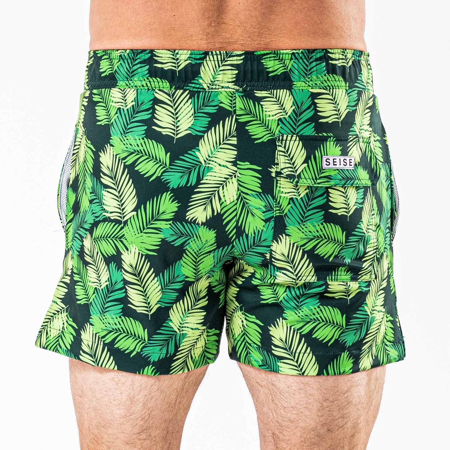 Hawaiian Coconut Leaves Print Swim Trunks