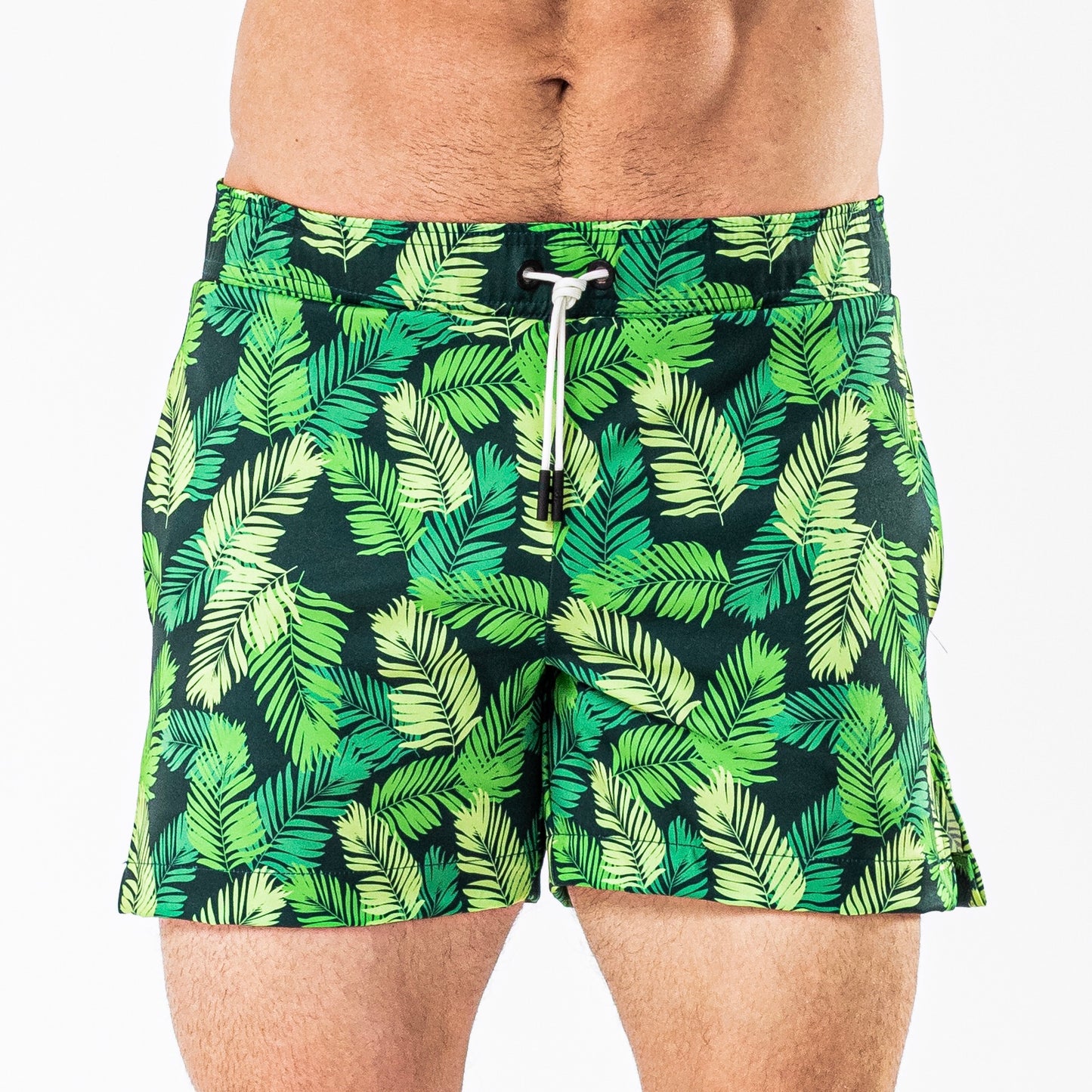 Hawaiian Coconut Leaves Print Swim Trunks
